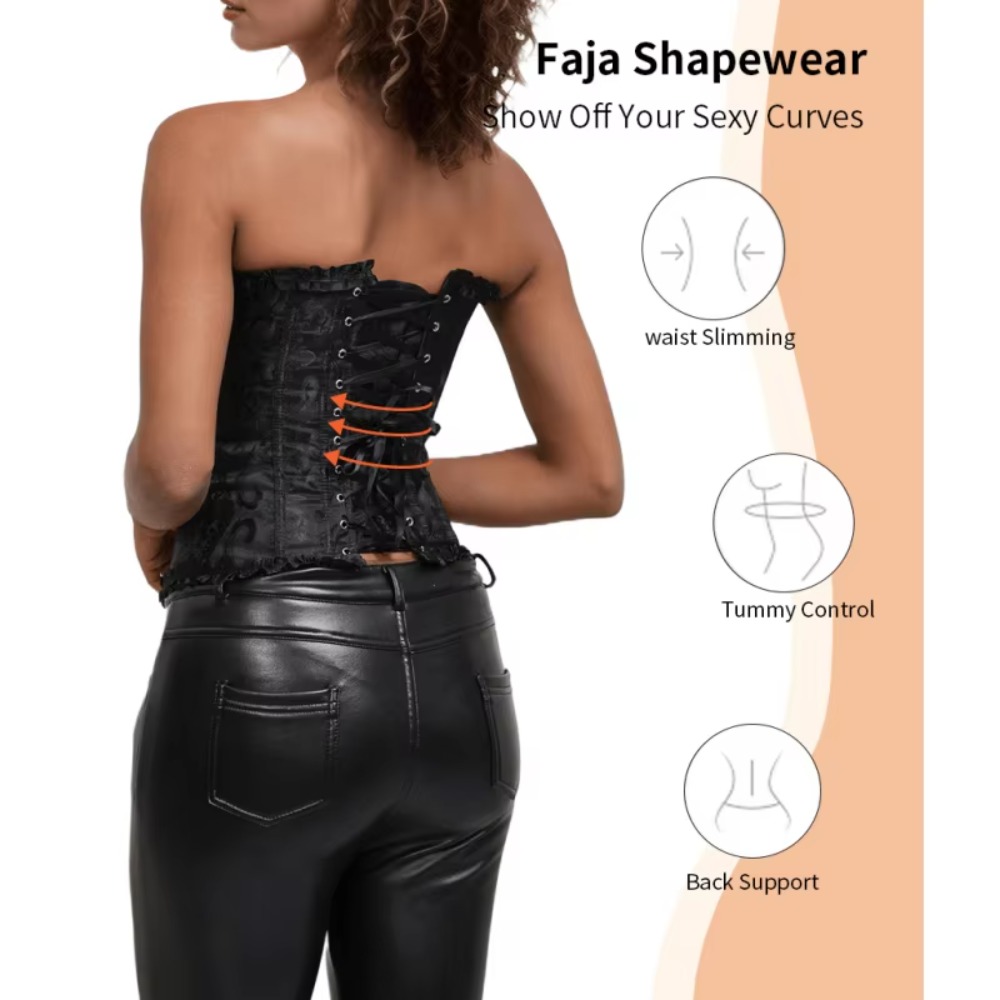Zipper Jacquard Underbust Cors - Boning Corset Steel recension och pris